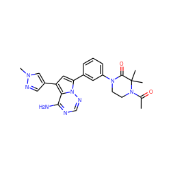 CC(=O)N1CCN(c2cccc(-c3cc(-c4cnn(C)c4)c4c(N)ncnn34)c2)C(=O)C1(C)C ZINC001772614494