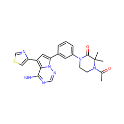 CC(=O)N1CCN(c2cccc(-c3cc(-c4cscn4)c4c(N)ncnn34)c2)C(=O)C1(C)C ZINC001772623922