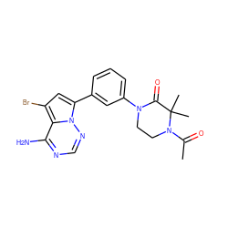 CC(=O)N1CCN(c2cccc(-c3cc(Br)c4c(N)ncnn34)c2)C(=O)C1(C)C ZINC001772625579