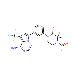 CC(=O)N1CCN(c2cccc(-c3cc(C(F)(F)F)c4c(N)ncnn34)c2)C(=O)C1(C)C ZINC001772629079