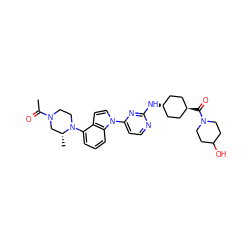 CC(=O)N1CCN(c2cccc3c2ccn3-c2ccnc(N[C@H]3CC[C@H](C(=O)N4CCC(O)CC4)CC3)n2)[C@H](C)C1 ZINC000261161086