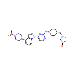 CC(=O)N1CCN(c2cccc3c2ccn3-c2ccnc(N[C@H]3CC[C@H](CN4CC[C@@H](O)C4)CC3)n2)CC1 ZINC000261185761