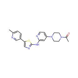 CC(=O)N1CCN(c2ccnc(Nc3ncc(-c4ccc(C)nc4)s3)c2)CC1 ZINC000034836653