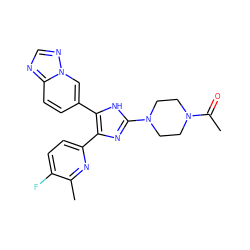 CC(=O)N1CCN(c2nc(-c3ccc(F)c(C)n3)c(-c3ccc4ncnn4c3)[nH]2)CC1 ZINC000040934804