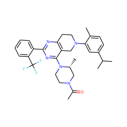 CC(=O)N1CCN(c2nc(-c3ccccc3C(F)(F)F)nc3c2CN(c2cc(C(C)C)ccc2C)CC3)[C@H](C)C1 ZINC000146415554