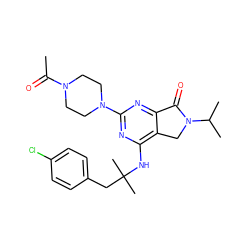 CC(=O)N1CCN(c2nc(NC(C)(C)Cc3ccc(Cl)cc3)c3c(n2)C(=O)N(C(C)C)C3)CC1 ZINC000068247086