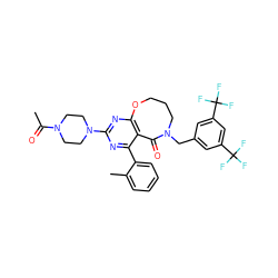 CC(=O)N1CCN(c2nc3c(c(-c4ccccc4C)n2)C(=O)N(Cc2cc(C(F)(F)F)cc(C(F)(F)F)c2)CCCO3)CC1 ZINC000003916714