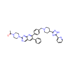 CC(=O)N1CCN(c2ncc3cc(-c4ccccc4)c(-c4ccc(CN5CCC(c6n[nH]c(-c7ccccn7)n6)CC5)cc4)nc3n2)CC1 ZINC000049841418