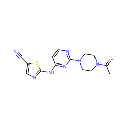 CC(=O)N1CCN(c2nccc(Nc3ncc(C#N)s3)n2)CC1 ZINC000028570677