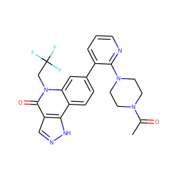 CC(=O)N1CCN(c2ncccc2-c2ccc3c4[nH]ncc4c(=O)n(CC(F)(F)F)c3c2)CC1 ZINC000220096527