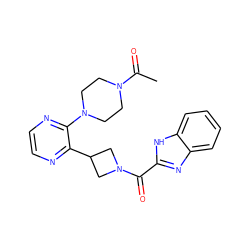 CC(=O)N1CCN(c2nccnc2C2CN(C(=O)c3nc4ccccc4[nH]3)C2)CC1 ZINC000144058466