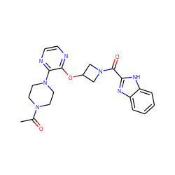 CC(=O)N1CCN(c2nccnc2OC2CN(C(=O)c3nc4ccccc4[nH]3)C2)CC1 ZINC000096168758