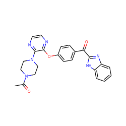 CC(=O)N1CCN(c2nccnc2Oc2ccc(C(=O)c3nc4ccccc4[nH]3)cc2)CC1 ZINC000103285391