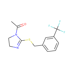 CC(=O)N1CCN=C1SCc1cccc(C(F)(F)F)c1 ZINC000004078460