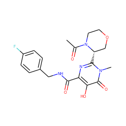 CC(=O)N1CCOC[C@@H]1c1nc(C(=O)NCc2ccc(F)cc2)c(O)c(=O)n1C ZINC000014979332