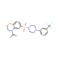 CC(=O)N1CCOc2ccc(S(=O)(=O)N3CCN(c4cccc(C(F)(F)F)c4)CC3)cc21 ZINC000015941884