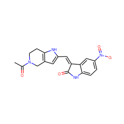 CC(=O)N1CCc2[nH]c(/C=C3\C(=O)Nc4ccc([N+](=O)[O-])cc43)cc2C1 ZINC000096272953