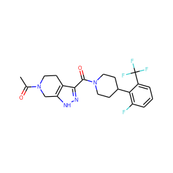 CC(=O)N1CCc2c(C(=O)N3CCC(c4c(F)cccc4C(F)(F)F)CC3)n[nH]c2C1 ZINC001772587144