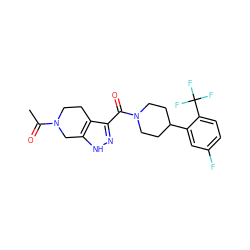 CC(=O)N1CCc2c(C(=O)N3CCC(c4cc(F)ccc4C(F)(F)F)CC3)n[nH]c2C1 ZINC001772604582