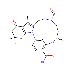 CC(=O)N1CCc2c(C)c3c(n2-c2ccc(C(N)=O)c(c2)N[C@@H](C)CC1)CC(C)(C)CC3=O ZINC000071316729