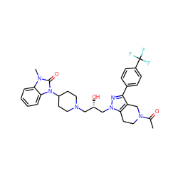 CC(=O)N1CCc2c(c(-c3ccc(C(F)(F)F)cc3)nn2C[C@@H](O)CN2CCC(n3c(=O)n(C)c4ccccc43)CC2)C1 ZINC000028126793