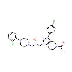 CC(=O)N1CCc2c(c(-c3ccc(Cl)cc3)nn2C[C@@H](O)CN2CCN(c3ccccc3Cl)CC2)C1 ZINC000013583203