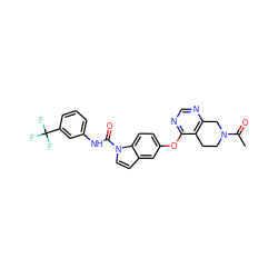 CC(=O)N1CCc2c(ncnc2Oc2ccc3c(ccn3C(=O)Nc3cccc(C(F)(F)F)c3)c2)C1 ZINC000201317548