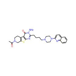 CC(=O)N1CCc2c(sc3nc(CCCCN4CCN(c5ccc6ccccc6n5)CC4)n(N)c(=O)c23)C1 ZINC000064453611