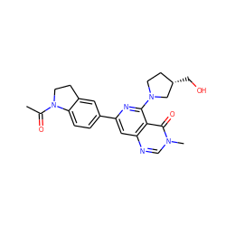 CC(=O)N1CCc2cc(-c3cc4ncn(C)c(=O)c4c(N4CC[C@H](CO)C4)n3)ccc21 ZINC000115628129