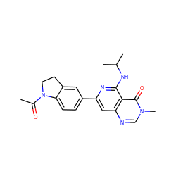 CC(=O)N1CCc2cc(-c3cc4ncn(C)c(=O)c4c(NC(C)C)n3)ccc21 ZINC000115624924