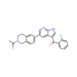 CC(=O)N1CCc2cc(-c3cnc4[nH]cc(C(=O)c5ccccc5Cl)c4c3)ccc2C1 ZINC000473083658