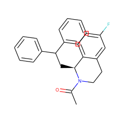 CC(=O)N1CCc2cc(F)ccc2[C@@H]1CC(c1ccccc1)c1ccccc1 ZINC000028455487