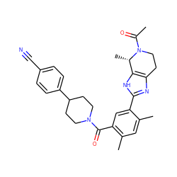 CC(=O)N1CCc2nc(-c3cc(C(=O)N4CCC(c5ccc(C#N)cc5)CC4)c(C)cc3C)[nH]c2[C@@H]1C ZINC000150244221