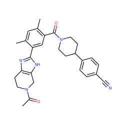 CC(=O)N1CCc2nc(-c3cc(C(=O)N4CCC(c5ccc(C#N)cc5)CC4)c(C)cc3C)[nH]c2C1 ZINC000150214073