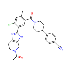 CC(=O)N1CCc2nc(-c3cc(C(=O)N4CCC(c5ccc(C#N)cc5)CC4)c(C)cc3Cl)[nH]c2C1 ZINC000150032814