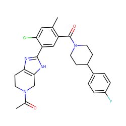 CC(=O)N1CCc2nc(-c3cc(C(=O)N4CCC(c5ccc(F)cc5)CC4)c(C)cc3Cl)[nH]c2C1 ZINC000150058088