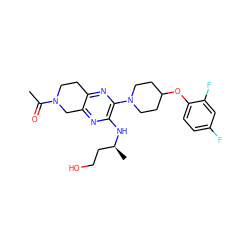 CC(=O)N1CCc2nc(N3CCC(Oc4ccc(F)cc4F)CC3)c(N[C@@H](C)CCO)nc2C1 ZINC001772585364