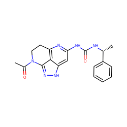 CC(=O)N1CCc2nc(NC(=O)N[C@H](C)c3ccccc3)cc3[nH]nc1c23 ZINC000210731499