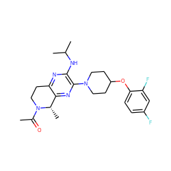 CC(=O)N1CCc2nc(NC(C)C)c(N3CCC(Oc4ccc(F)cc4F)CC3)nc2[C@@H]1C ZINC001772636329