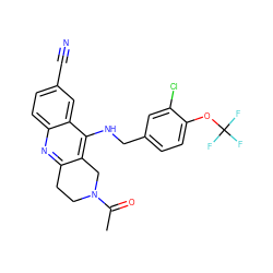 CC(=O)N1CCc2nc3ccc(C#N)cc3c(NCc3ccc(OC(F)(F)F)c(Cl)c3)c2C1 ZINC001772653894