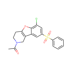 CC(=O)N1CCc2oc3c(Cl)cc(S(=O)(=O)c4ccccc4)cc3c2C1 ZINC000147555304