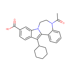 CC(=O)N1CCn2c(c(C3CCCCC3)c3ccc(C(=O)O)cc32)-c2ccccc21 ZINC000036350483