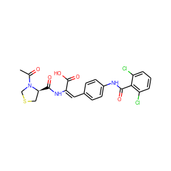 CC(=O)N1CSC[C@@H]1C(=O)N/C(=C/c1ccc(NC(=O)c2c(Cl)cccc2Cl)cc1)C(=O)O ZINC000013488055