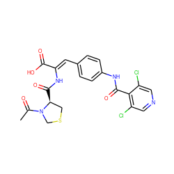 CC(=O)N1CSC[C@@H]1C(=O)N/C(=C\c1ccc(NC(=O)c2c(Cl)cncc2Cl)cc1)C(=O)O ZINC000013488056