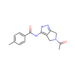 CC(=O)N1Cc2n[nH]c(NC(=O)c3ccc(C)cc3)c2C1 ZINC000014949159