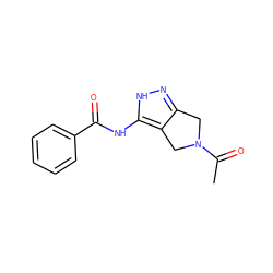 CC(=O)N1Cc2n[nH]c(NC(=O)c3ccccc3)c2C1 ZINC000014949156