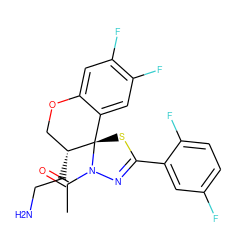 CC(=O)N1N=C(c2cc(F)ccc2F)S[C@@]12c1cc(F)c(F)cc1OC[C@H]2CCN ZINC000200372273