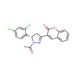 CC(=O)N1N=C(c2cc3ccccc3oc2=O)C[C@H]1c1ccc(Cl)cc1Cl ZINC000064548637