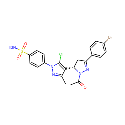 CC(=O)N1N=C(c2ccc(Br)cc2)C[C@H]1c1c(C)nn(-c2ccc(S(N)(=O)=O)cc2)c1Cl ZINC000474609768