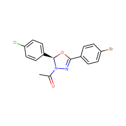 CC(=O)N1N=C(c2ccc(Br)cc2)O[C@@H]1c1ccc(Cl)cc1 ZINC000072178806